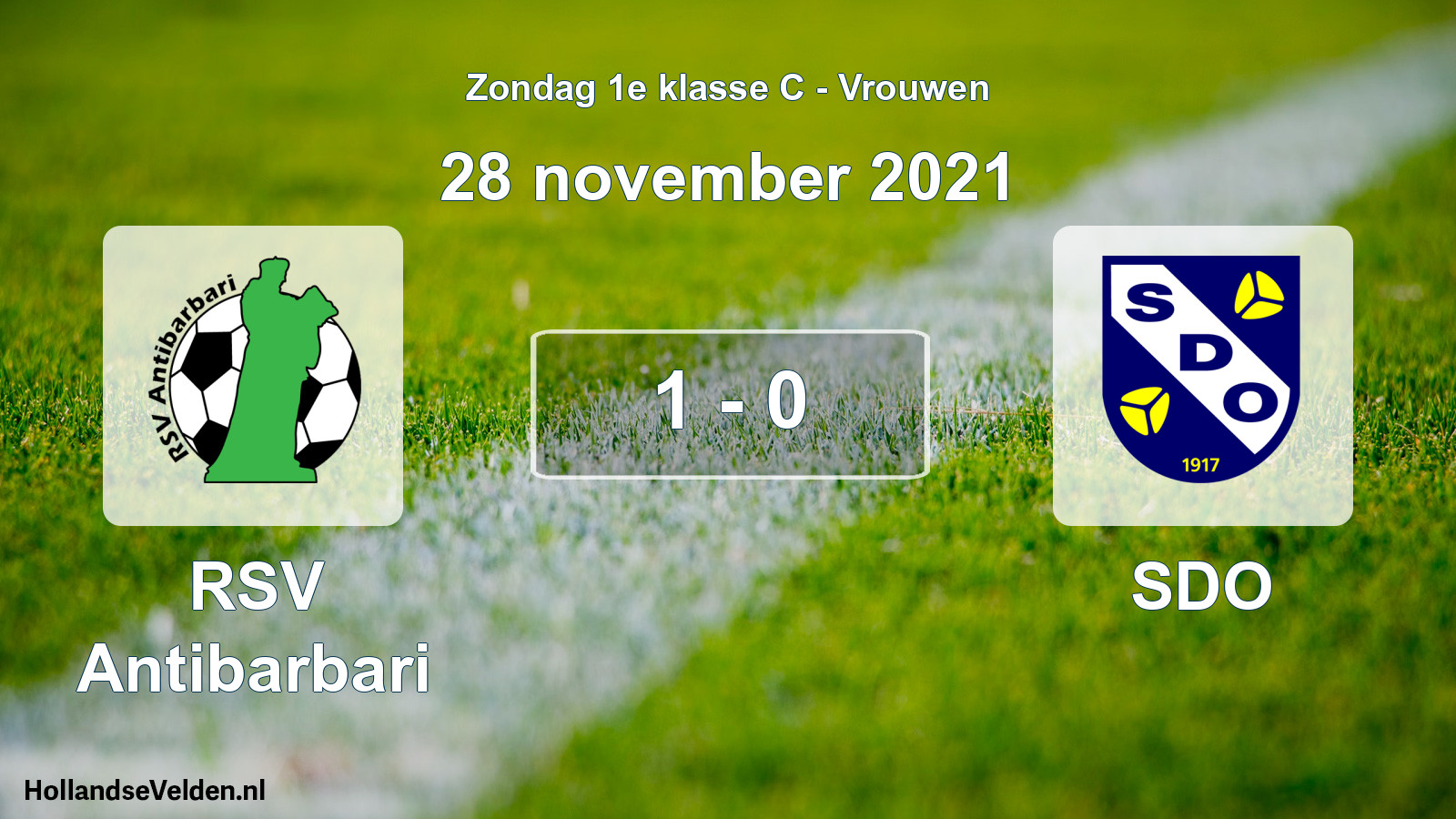 Gespeelde wedstrijd: RSV Antibarbari - SDO 1 - 0 (28 november 2021)