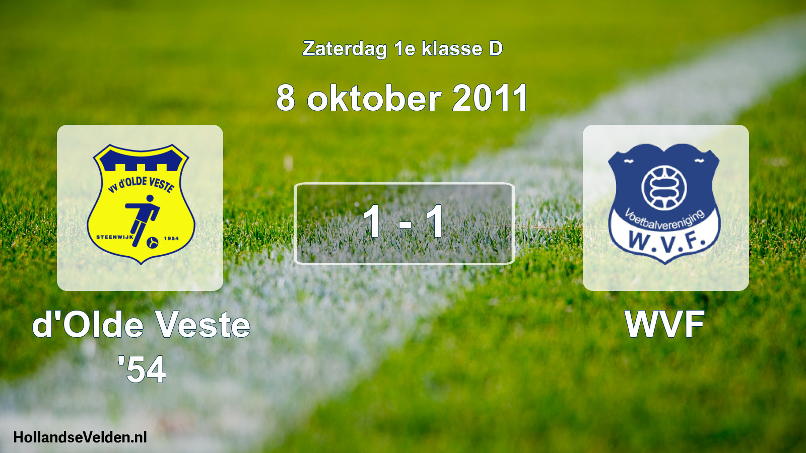 Total number of matches played: d'Olde Veste '54 - WVF 1 - 1 (8 October 2011)