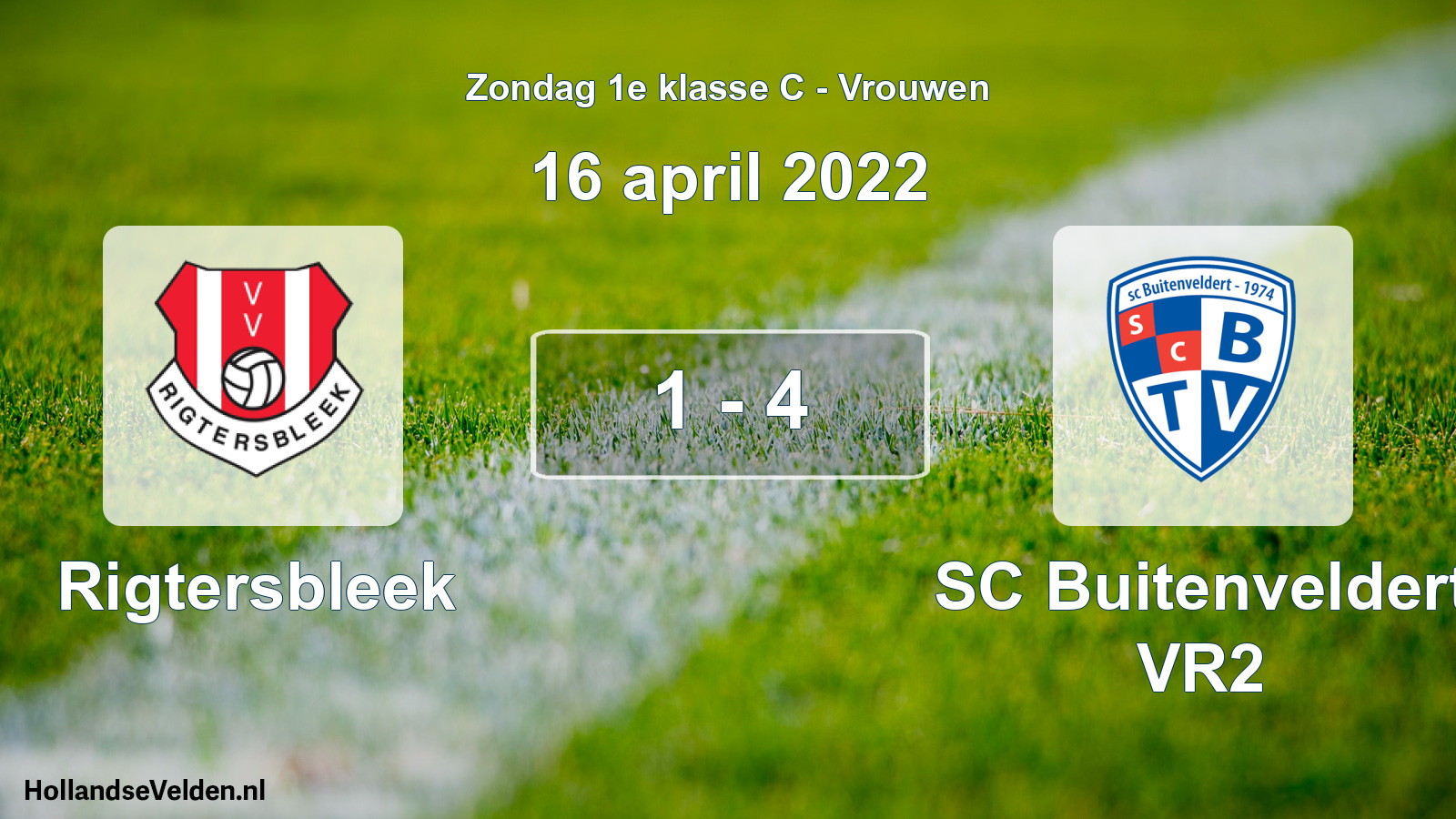 Total number of matches played: Rigtersbleek - SC Buitenveldert VR2 1 - 4 (16 April 2022)
