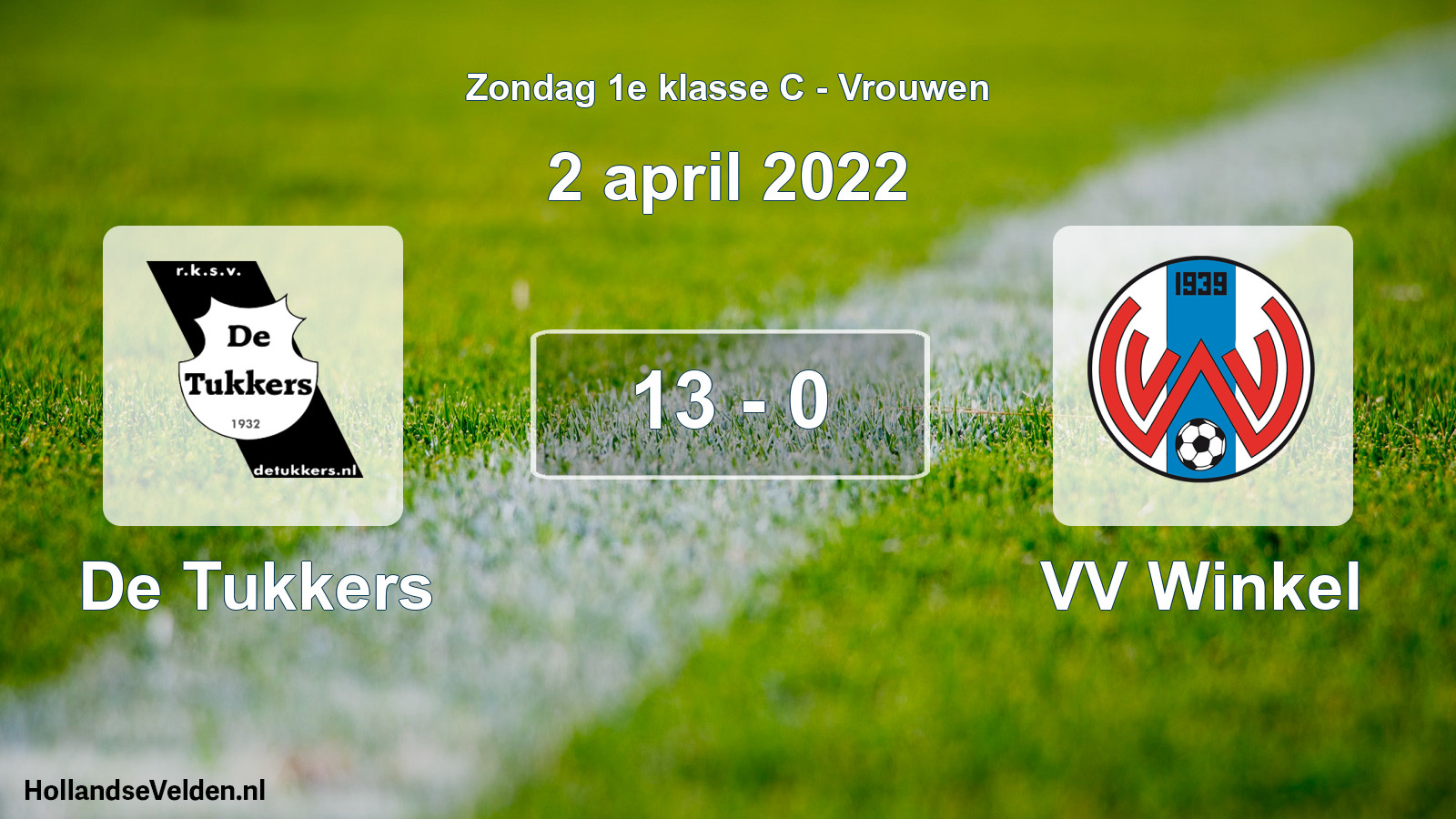 Gespeelde wedstrijd: De Tukkers - VV Winkel 13 - 0 (2 april 2022)