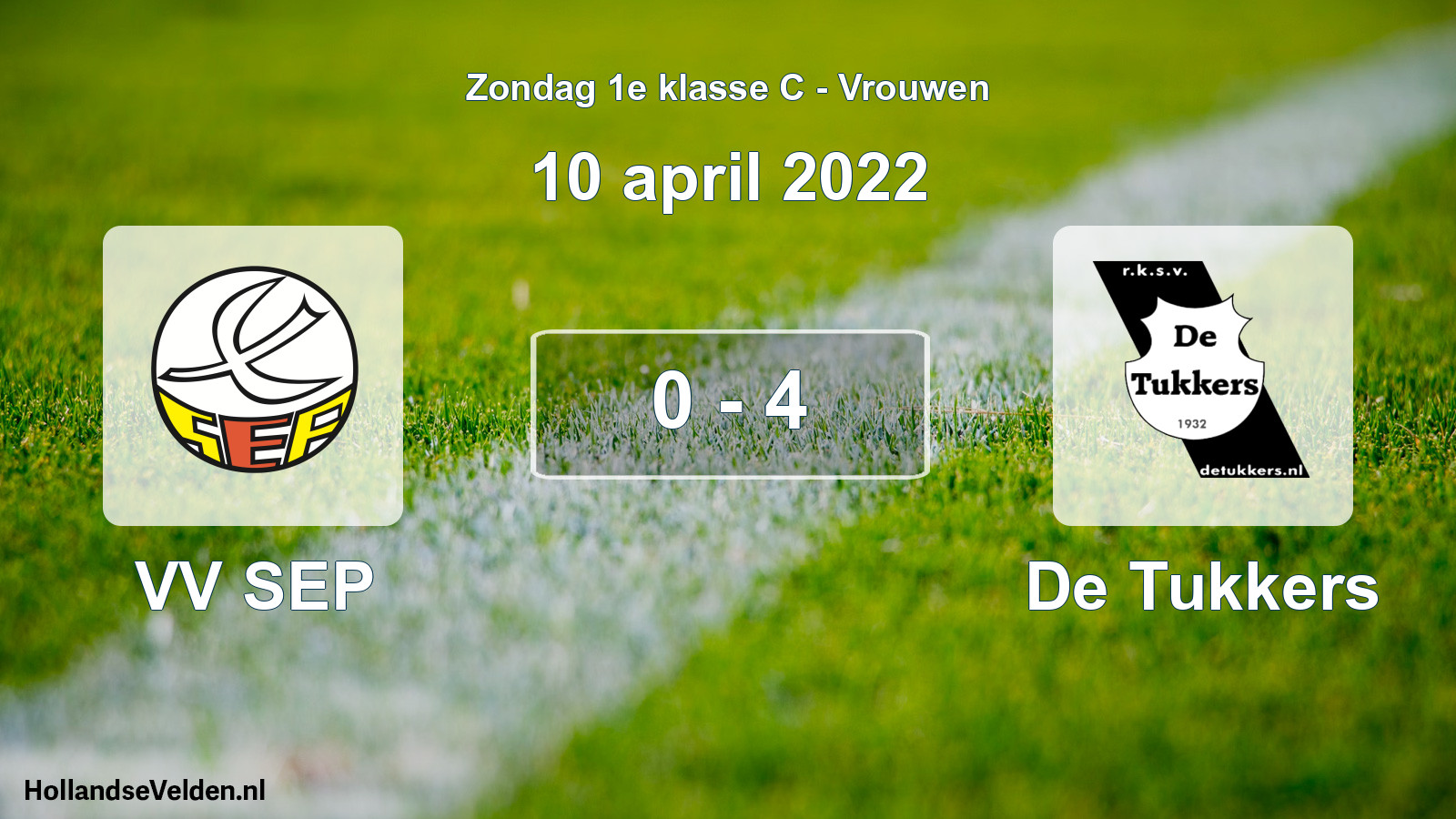 Gespeelde wedstrijd: VV SEP - De Tukkers 0 - 4 (10 april 2022)