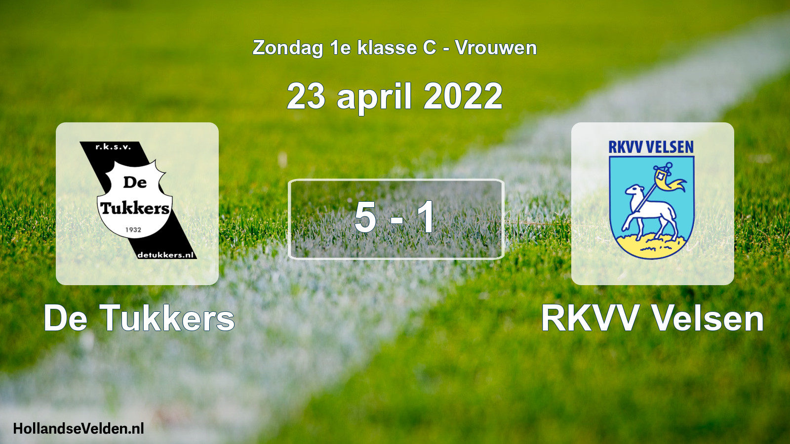 Gespeelde wedstrijd: De Tukkers - RKVV Velsen 5 - 1 (23 april 2022)