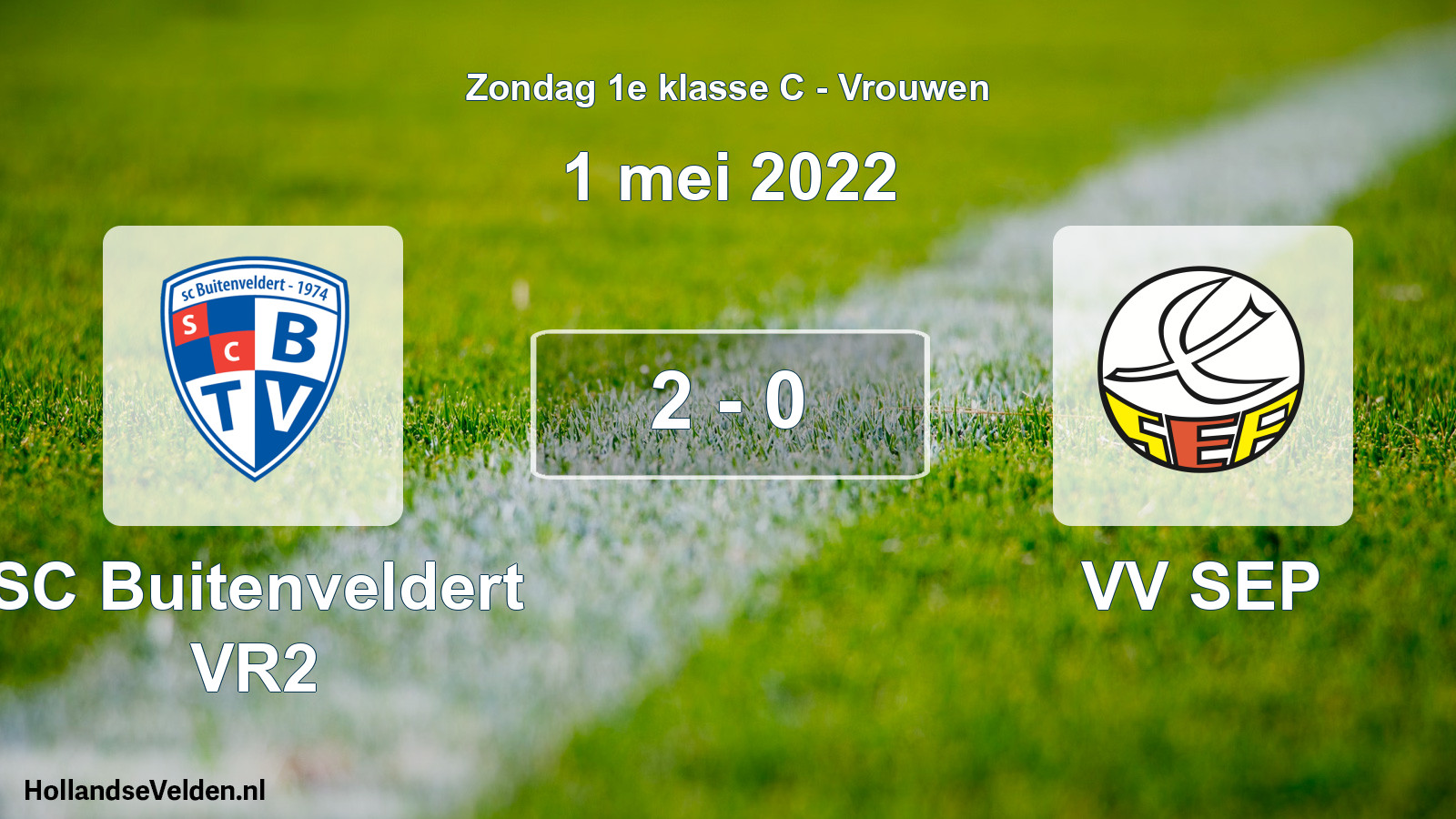 Total number of matches played: SC Buitenveldert VR2 - VV SEP 2 - 0 (1 May 2022)