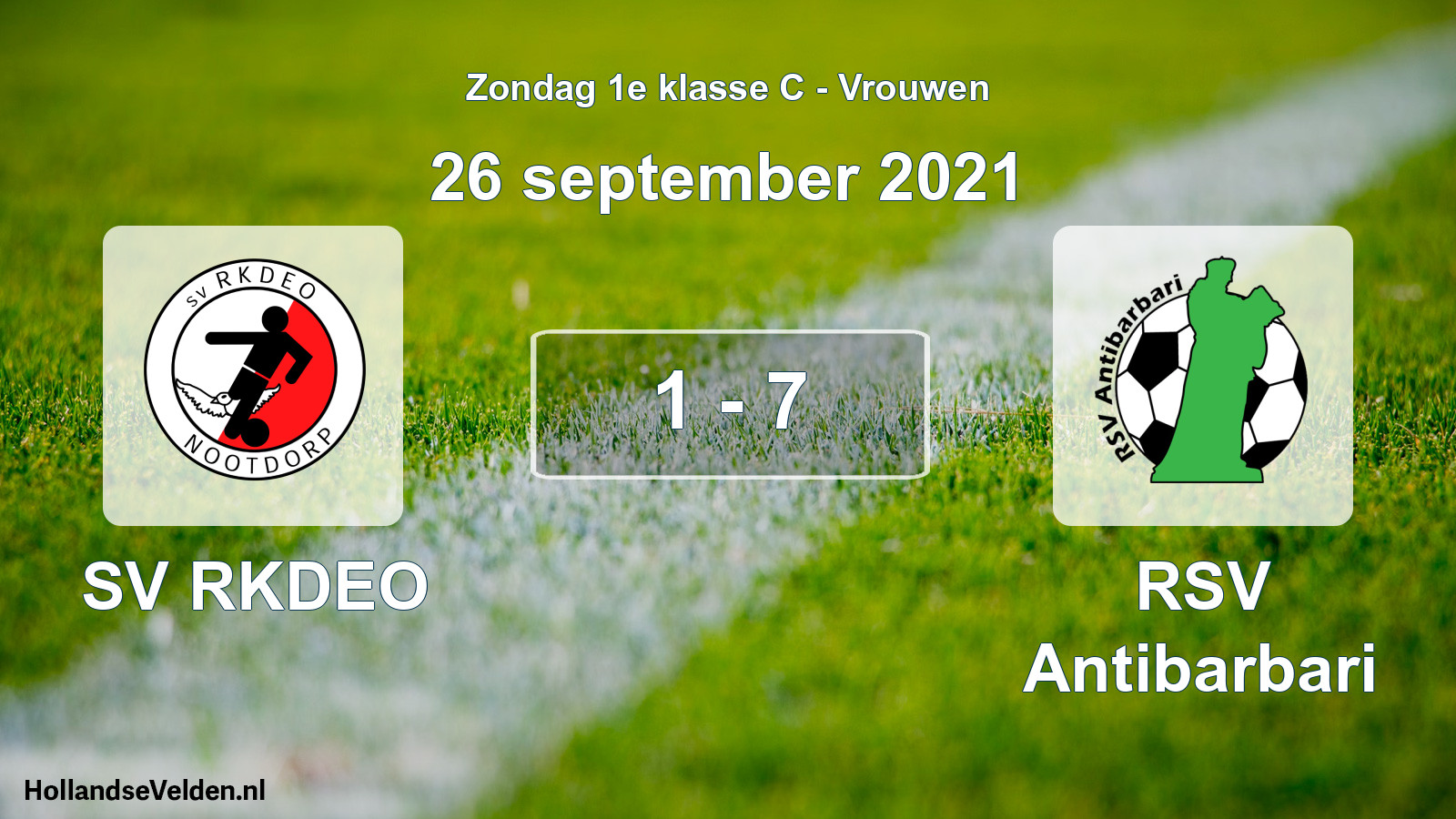 Gespeelde wedstrijd: SV RKDEO - RSV Antibarbari 1 - 7 (26 september 2021)