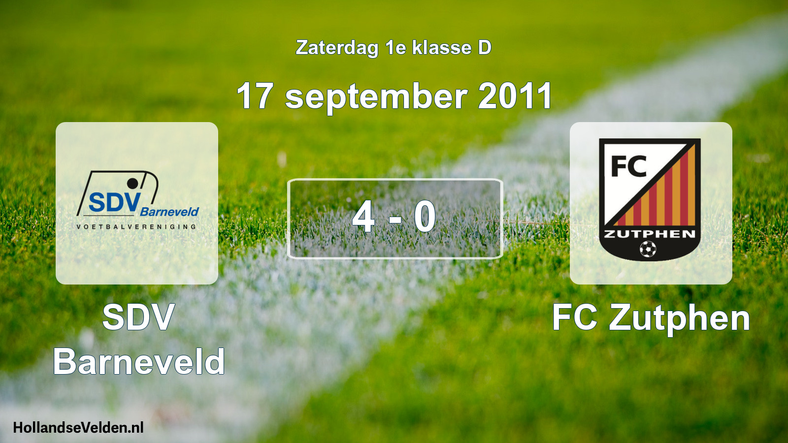 Total number of matches played: SDV Barneveld - FC Zutphen 4 - 0 (17 September 2011)