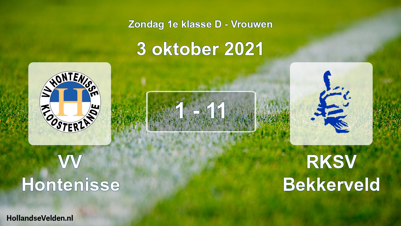 Gespeelde wedstrijd: VV Hontenisse - RKSV Bekkerveld 1 - 11 (3 oktober 2021)