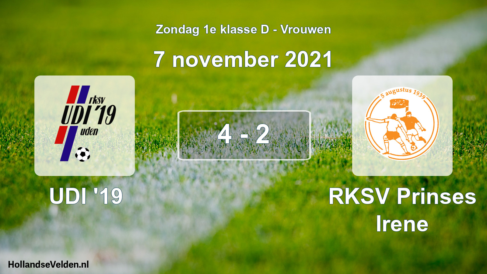Gespeelde wedstrijd: UDI '19 - RKSV Prinses Irene 4 - 2 (7 november 2021)