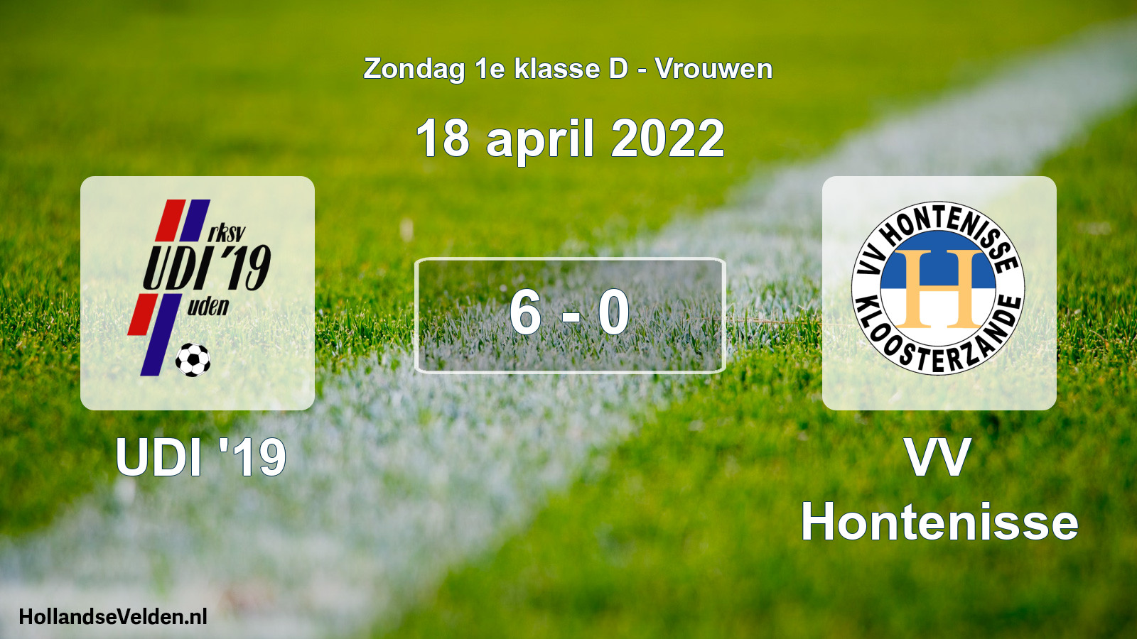 Total number of matches played: UDI '19 - VV Hontenisse 6 - 0 (18 April 2022)
