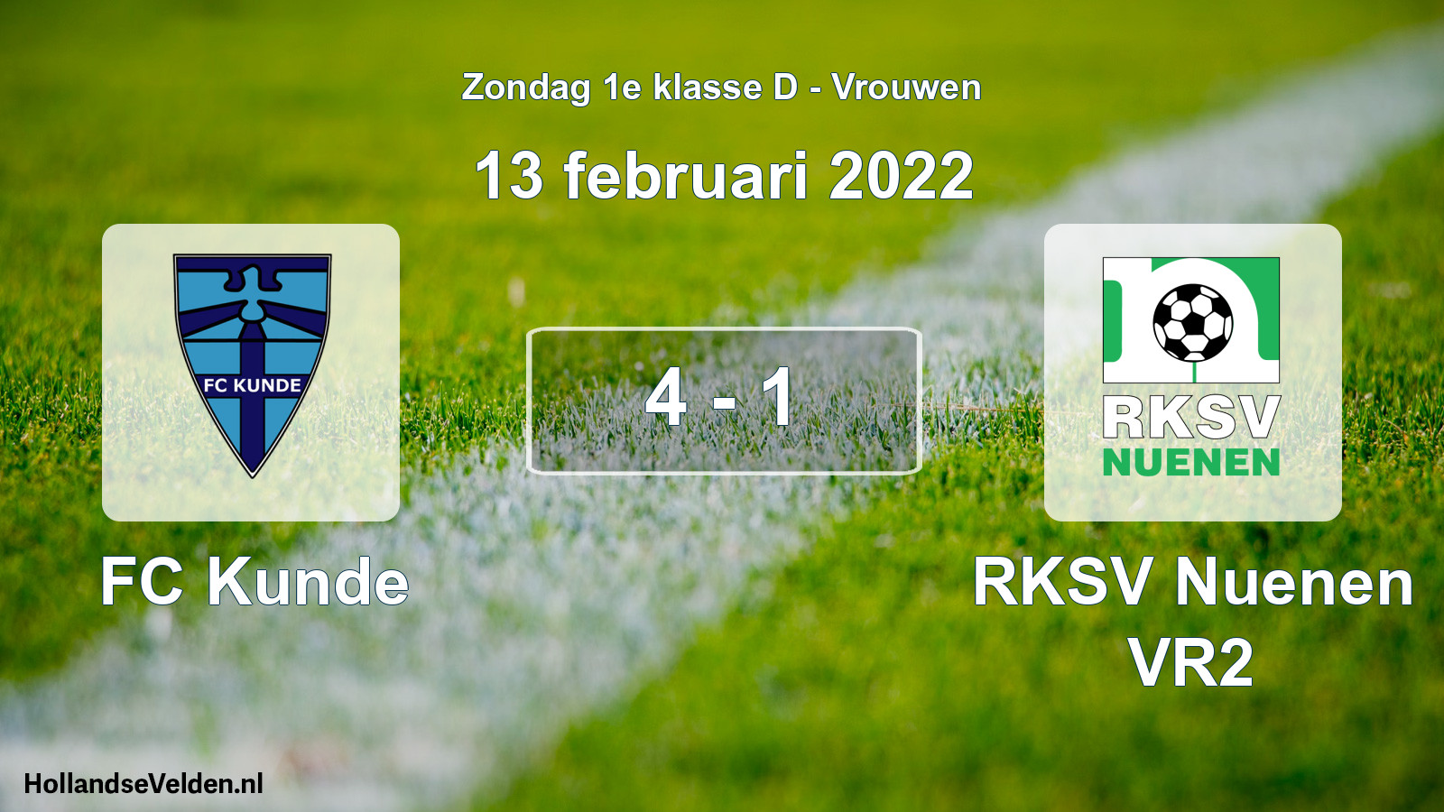 Gespeelde wedstrijd: FC Kunde - RKSV Nuenen VR2 4 - 1 (13 februari 2022)