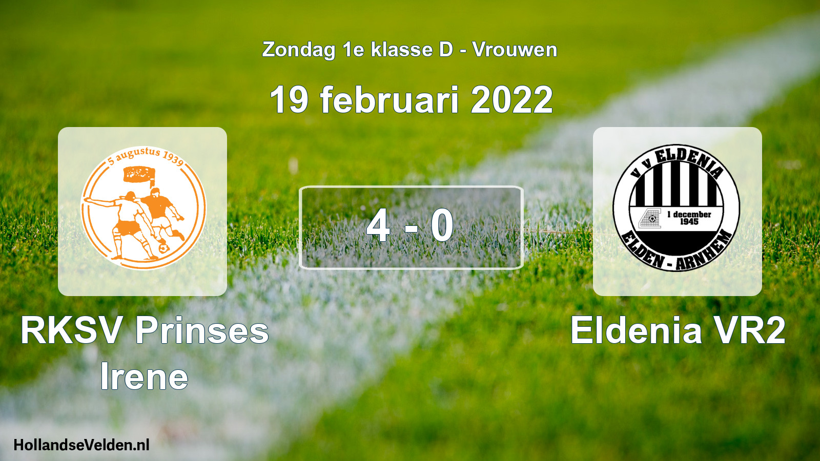 Gespeelde wedstrijd: RKSV Prinses Irene - Eldenia VR2 4 - 0 (19 februari 2022)
