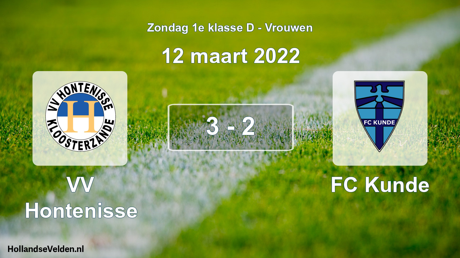 Gespeelde wedstrijd: VV Hontenisse - FC Kunde 3 - 2 (12 maart 2022)