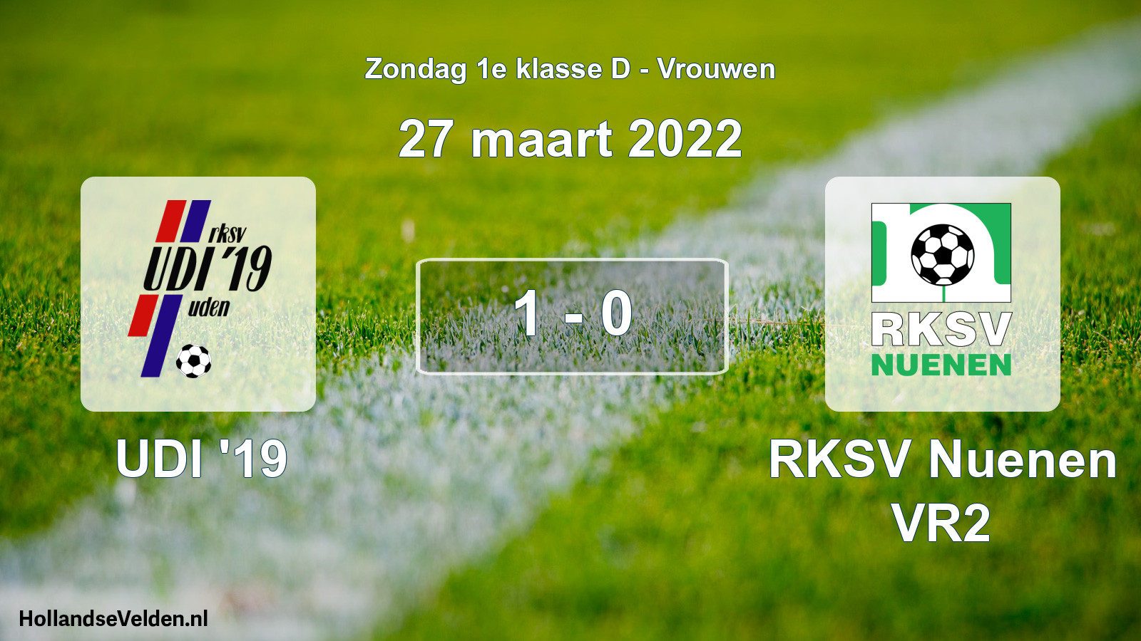 Gespeelde wedstrijd: UDI '19 - RKSV Nuenen VR2 1 - 0 (27 maart 2022)