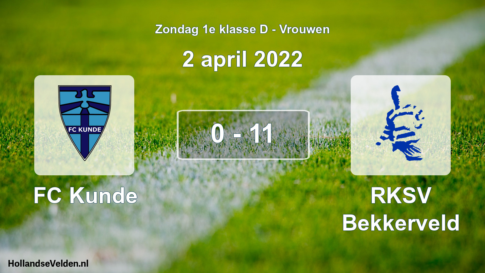 Gespeelde wedstrijd: FC Kunde - RKSV Bekkerveld 0 - 11 (2 april 2022)