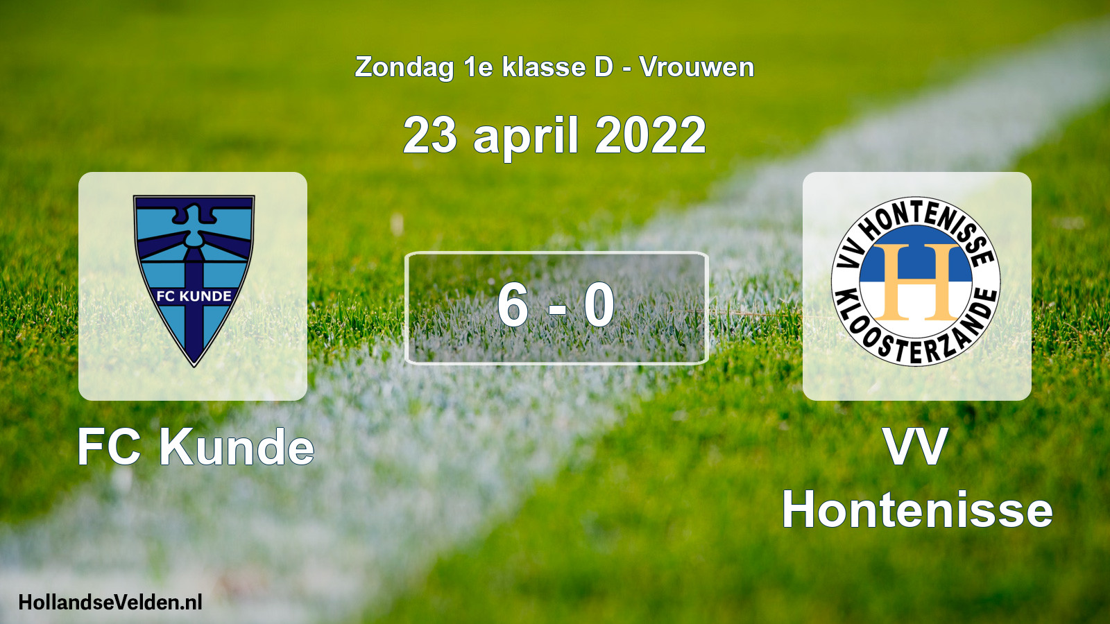 Gespeelde wedstrijd: FC Kunde - VV Hontenisse 6 - 0 (23 april 2022)