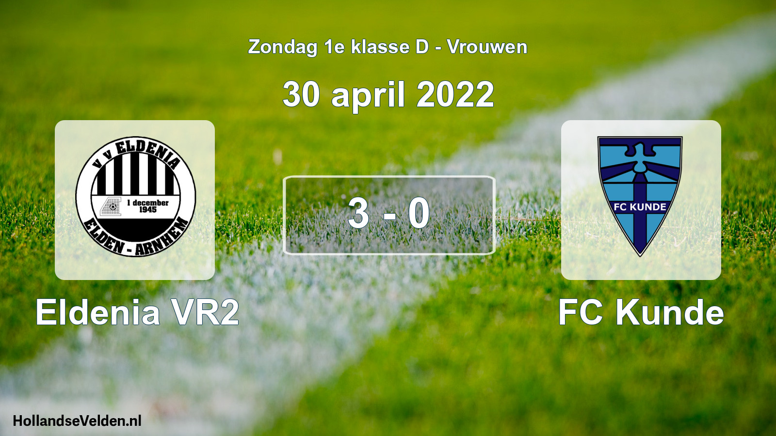 Gespeelde wedstrijd: Eldenia VR2 - FC Kunde 3 - 0 (30 april 2022)