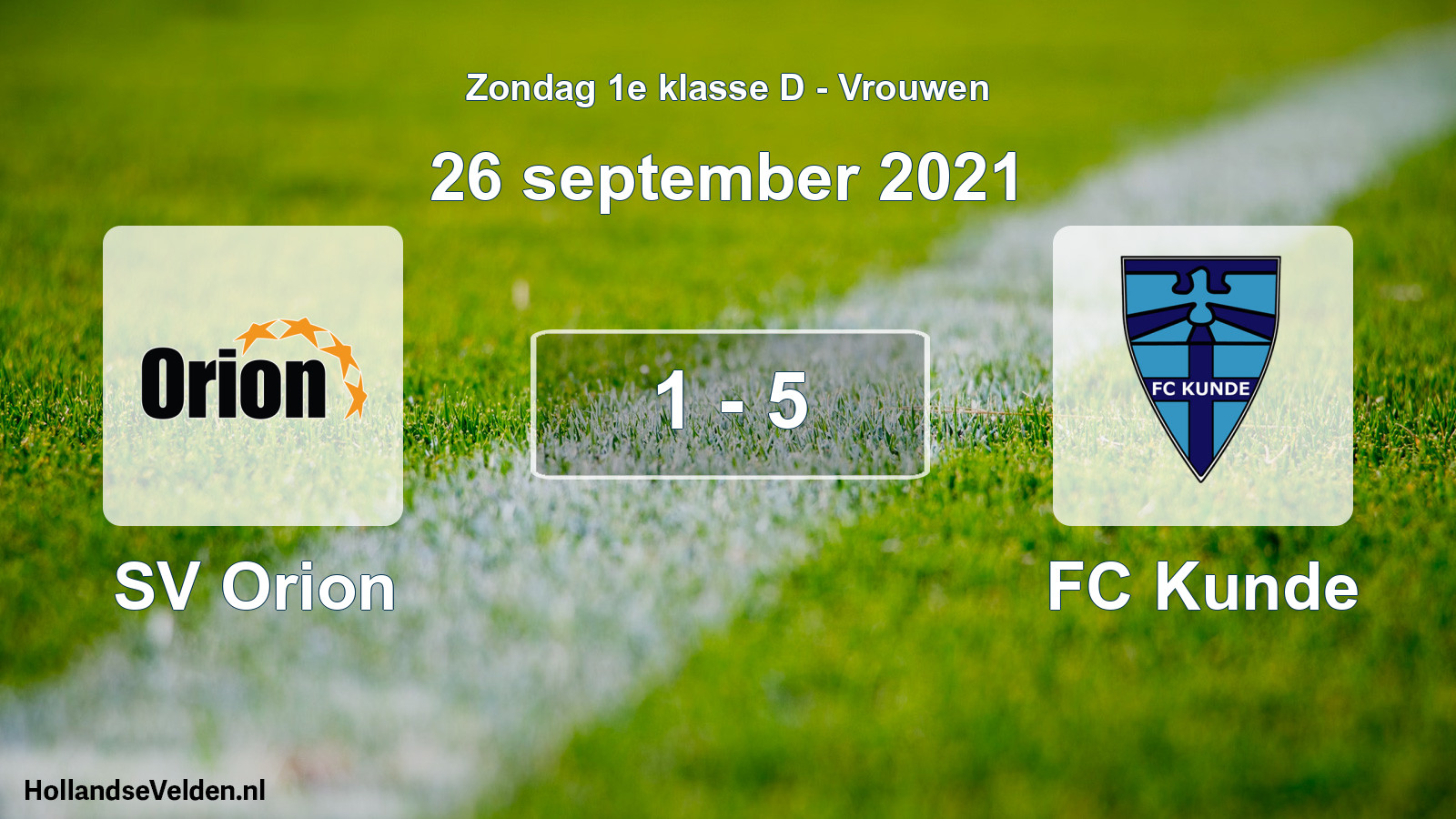 Gespeelde wedstrijd: SV Orion - FC Kunde 1 - 5 (26 september 2021)