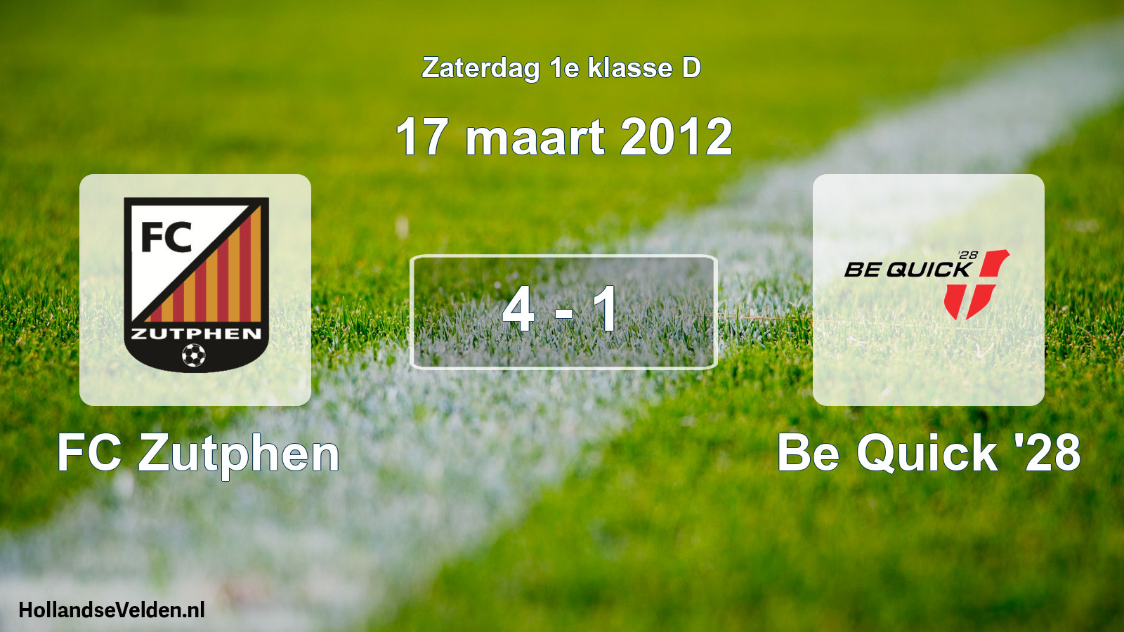 Total number of matches played: FC Zutphen - Be Quick '28 4 - 1 (17 March 2012)