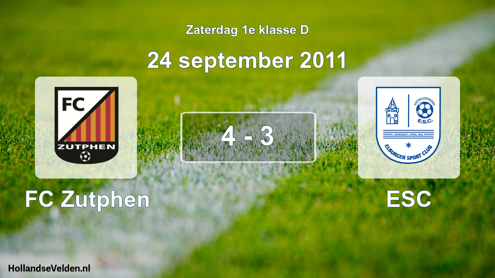 Total number of matches played: FC Zutphen - ESC 4 - 3 (24 September 2011)