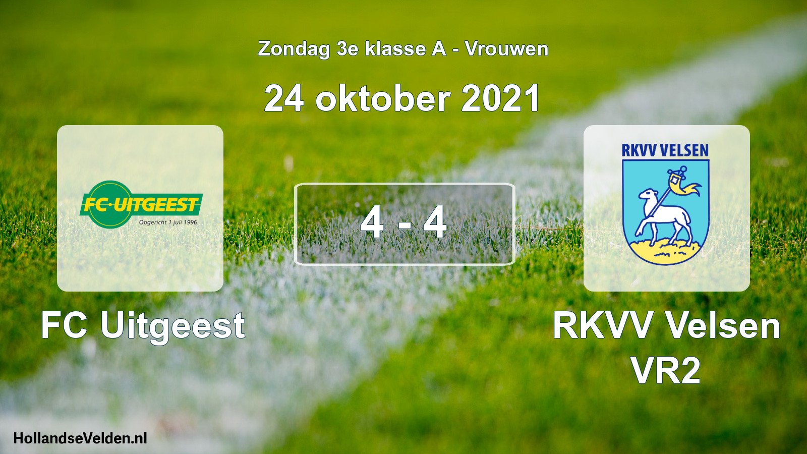 Gespeelde wedstrijd: FC Uitgeest - RKVV Velsen VR2 4 - 4 (24 oktober 2021)