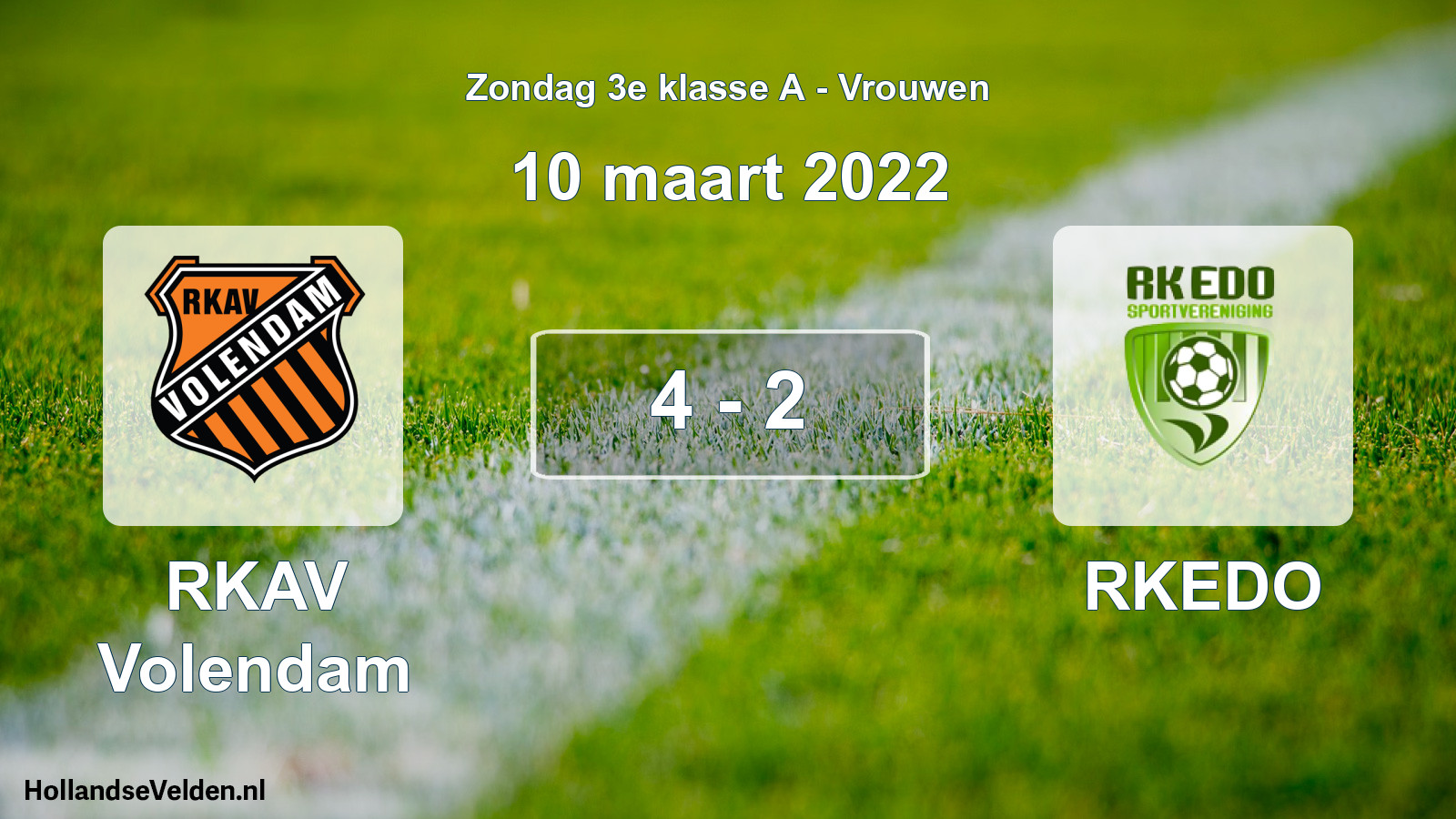 Gespeelde wedstrijd: RKAV Volendam - RKEDO 4 - 2 (10 maart 2022)