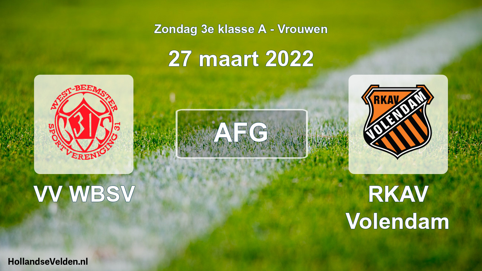 Scheduled Match: VV WBSV - RKAV Volendam (27 March 2022)