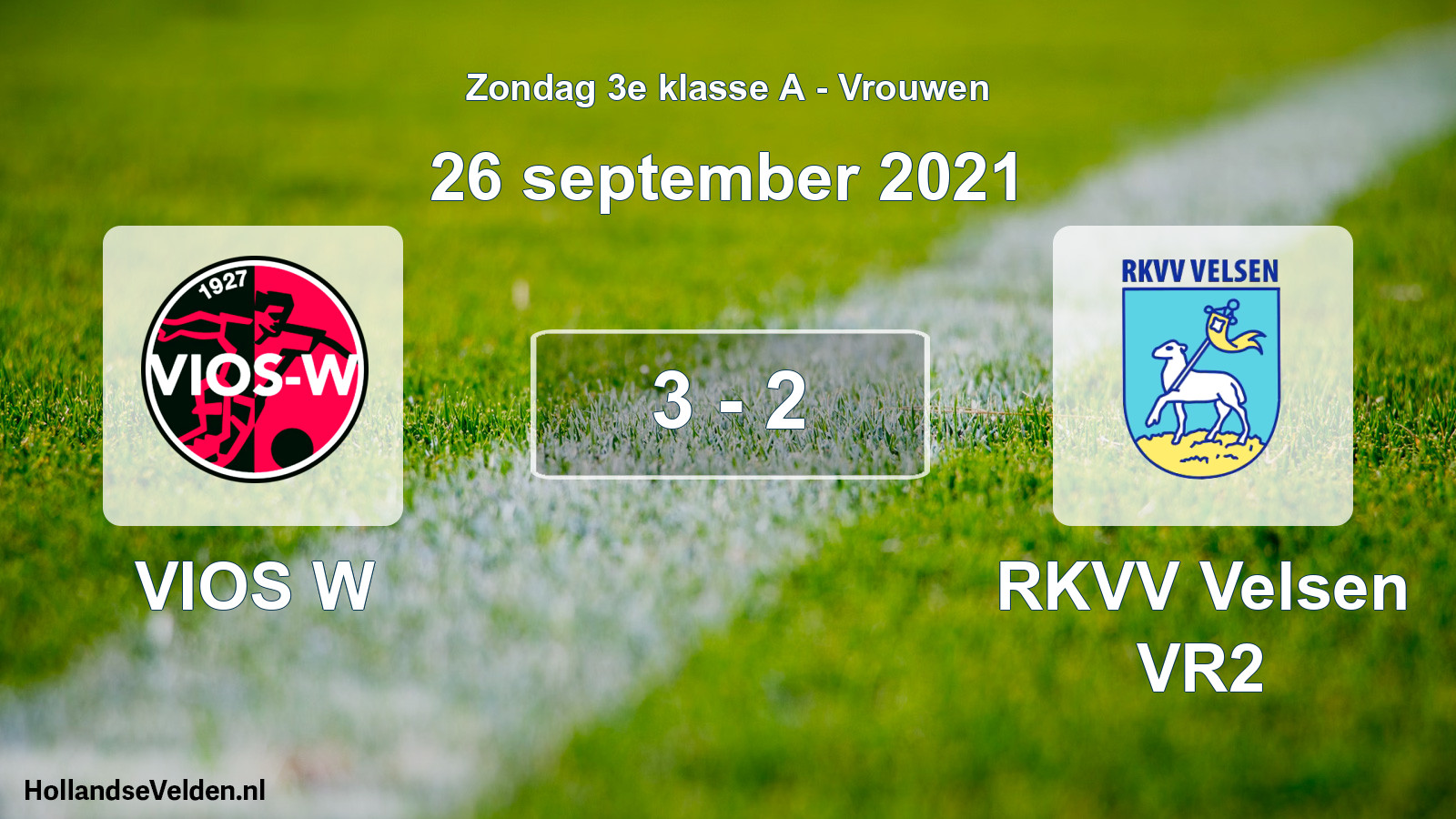 Gespeelde wedstrijd: VIOS W - RKVV Velsen VR2 3 - 2 (26 september 2021)
