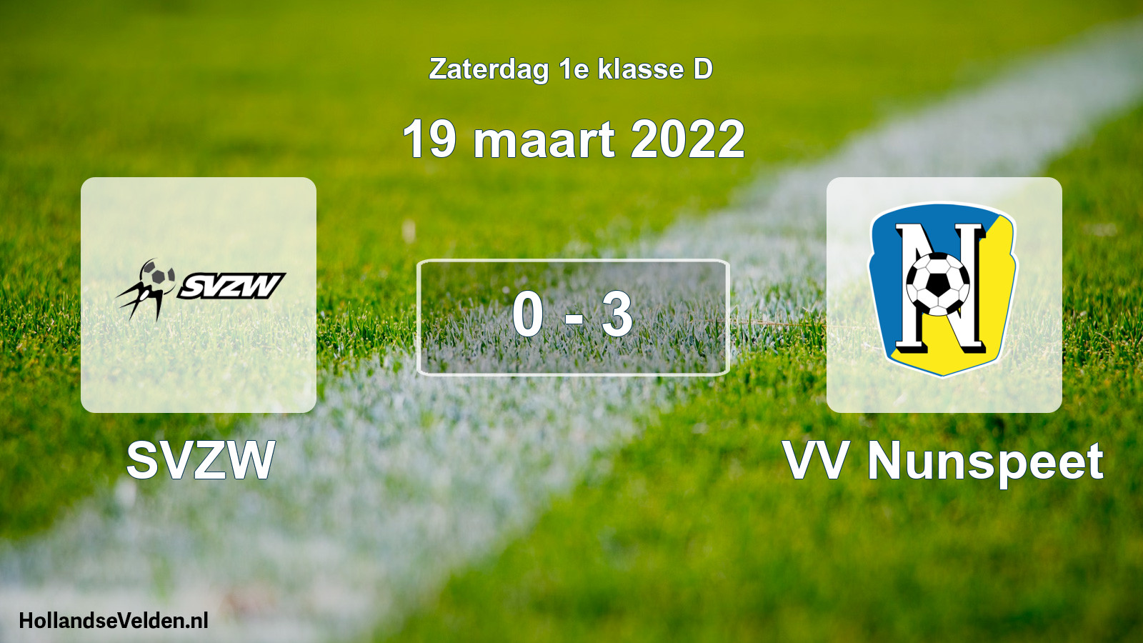 Total number of matches played: SVZW - VV Nunspeet 0 - 3 (19 March 2022)