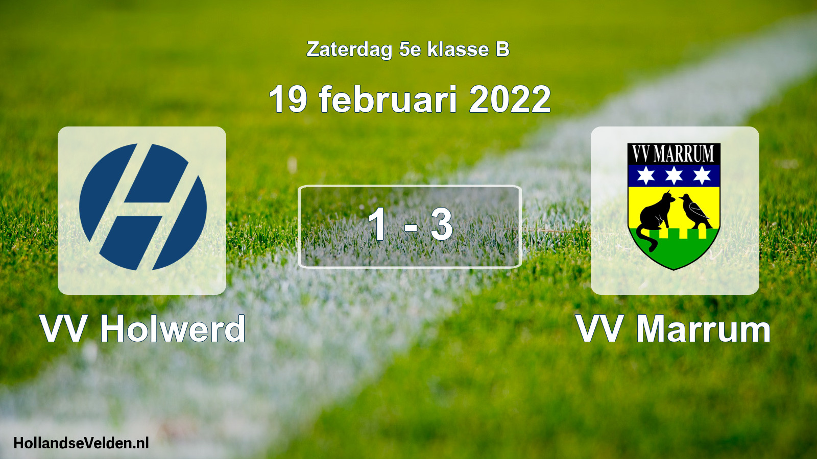 Total number of matches played: VV Holwerd - VV Marrum 1 - 3 (19 February 2022)