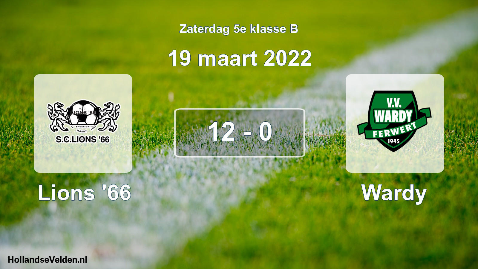 Total number of matches played: Lions '66 - Wardy 12 - 0 (19 March 2022)