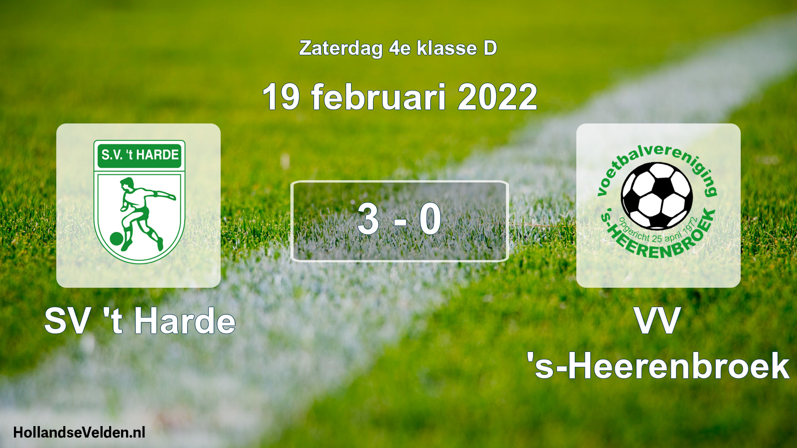Total number of matches played: SV 't Harde - VV 's-Heerenbroek 3 - 0 (19 February 2022)