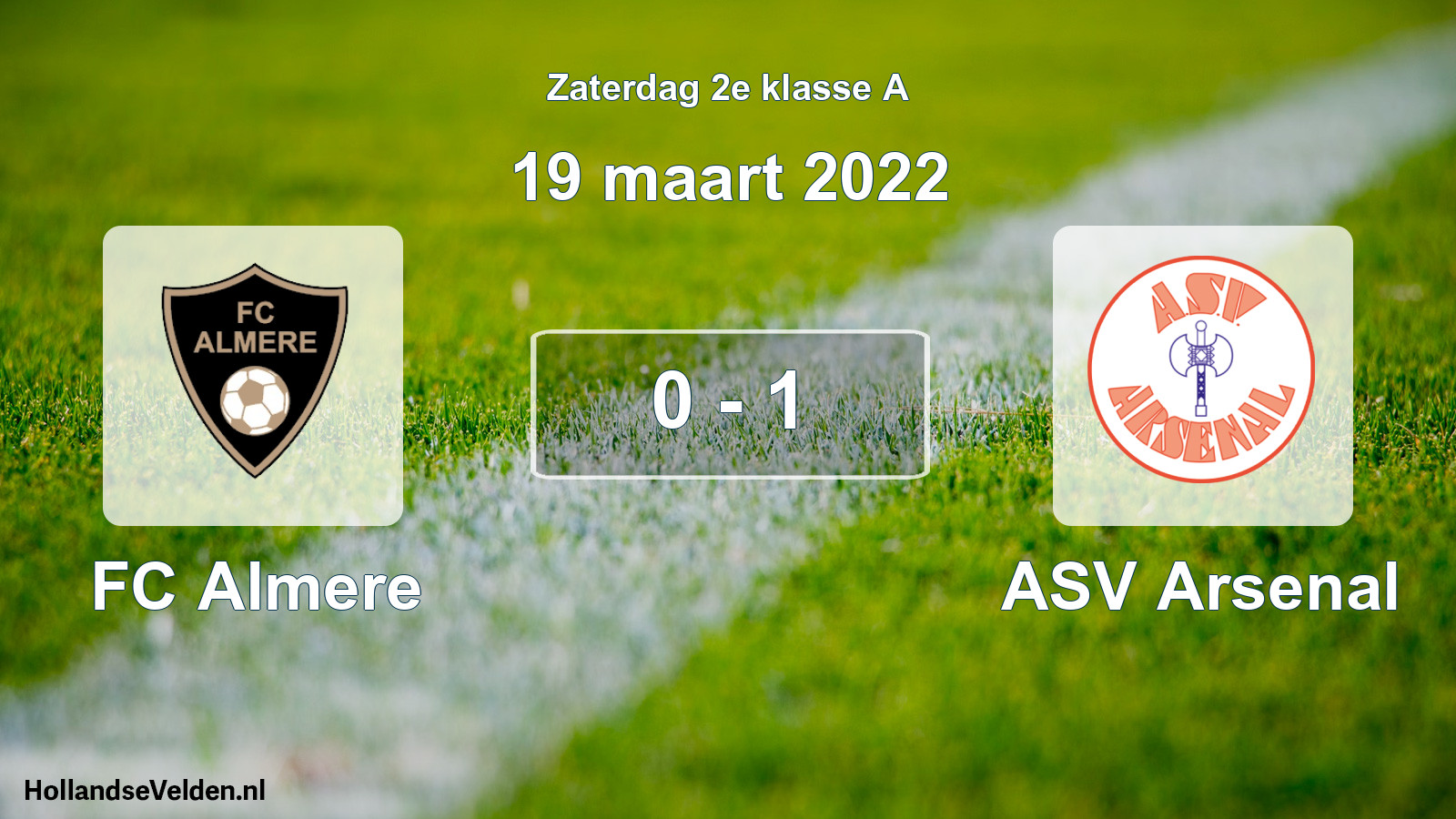 Total number of matches played: FC Almere - ASV Arsenal 0 - 1 (19 March 2022)