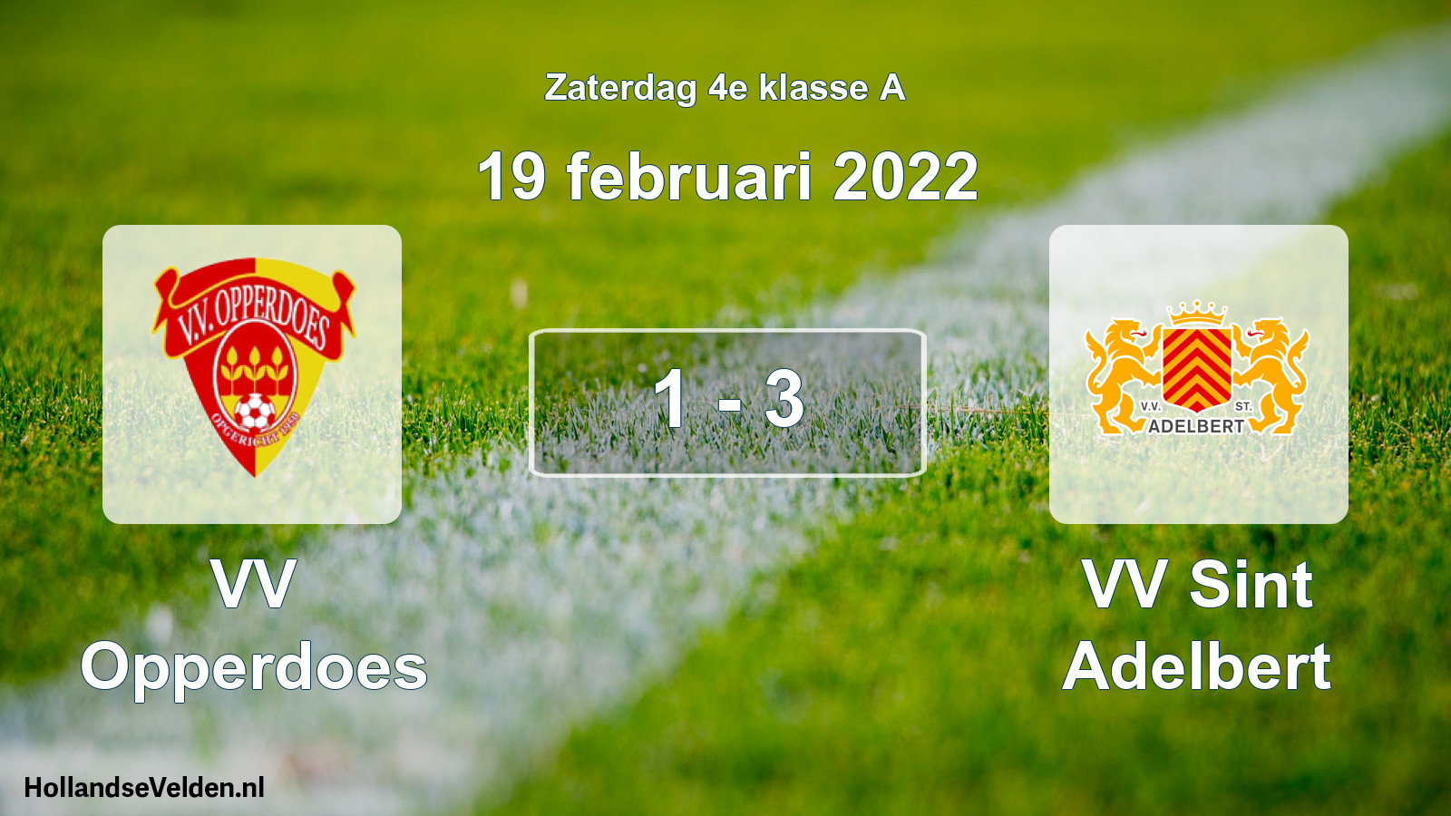 Total number of matches played: VV Opperdoes - VV Sint Adelbert 1 - 3 (19 February 2022)