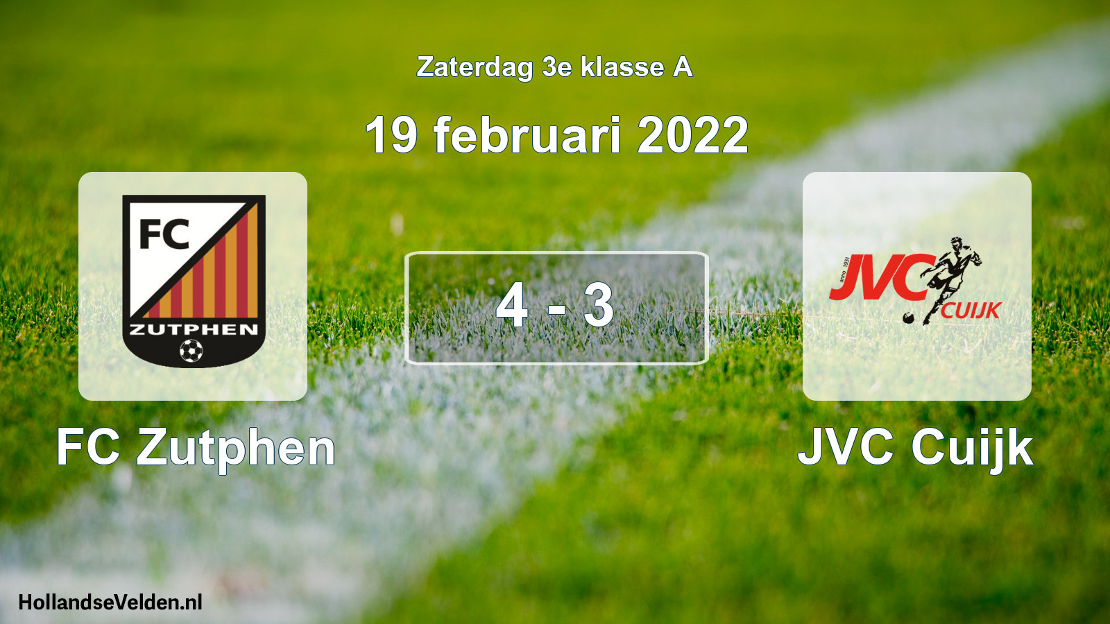 Total number of matches played: FC Zutphen - JVC Cuijk 4 - 3 (19 February 2022)
