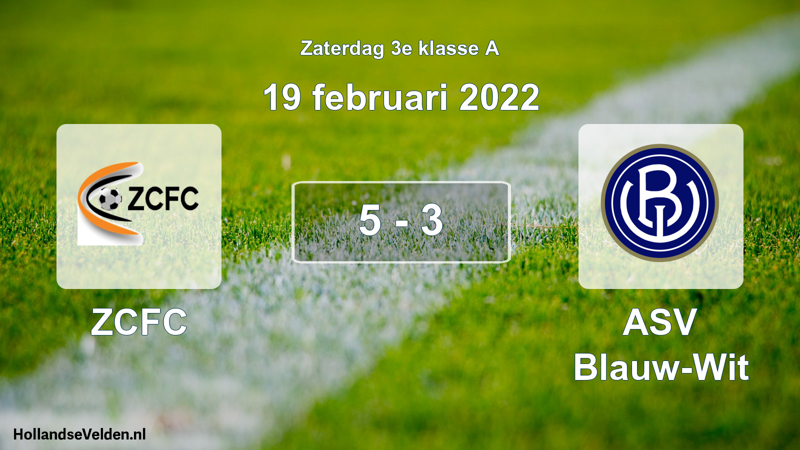 Gespeelde wedstrijd: ZCFC - ASV Blauw-Wit 5 - 3 (19 februari 2022)