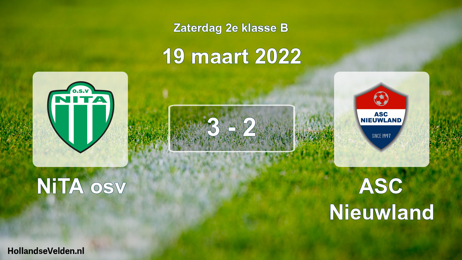 Total number of matches played: NiTA osv - ASC Nieuwland 3 - 2 (19 March 2022)