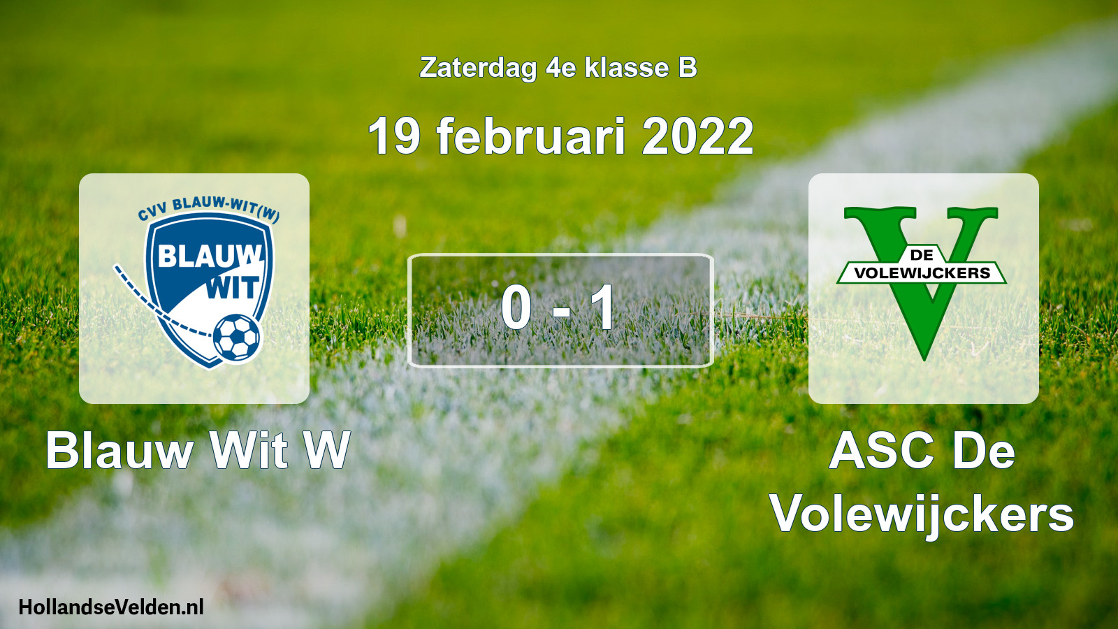 Total number of matches played: Blauw Wit W - ASC De Volewijckers 0 - 1 (19 February 2022)