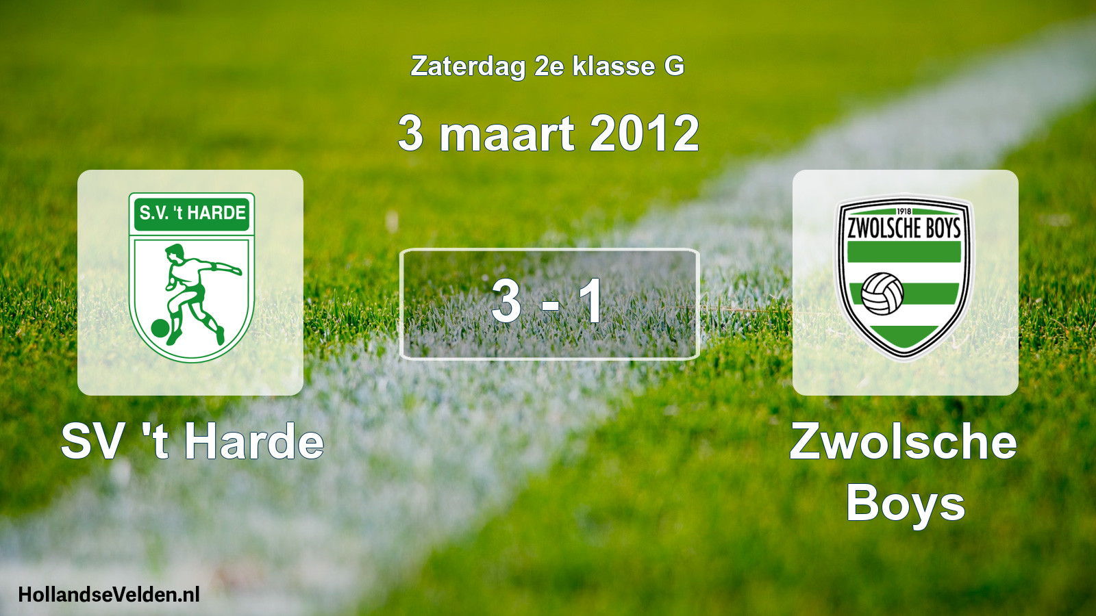 Total number of matches played: SV 't Harde - Zwolsche Boys 3 - 1 (3 March 2012)
