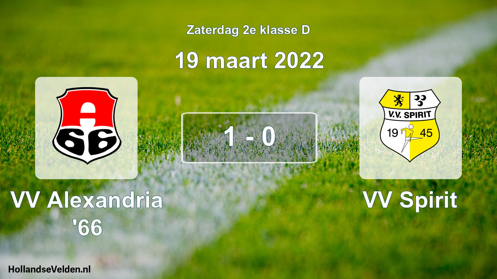 Total number of matches played: VV Alexandria '66 - VV Spirit 1 - 0 (19 March 2022)