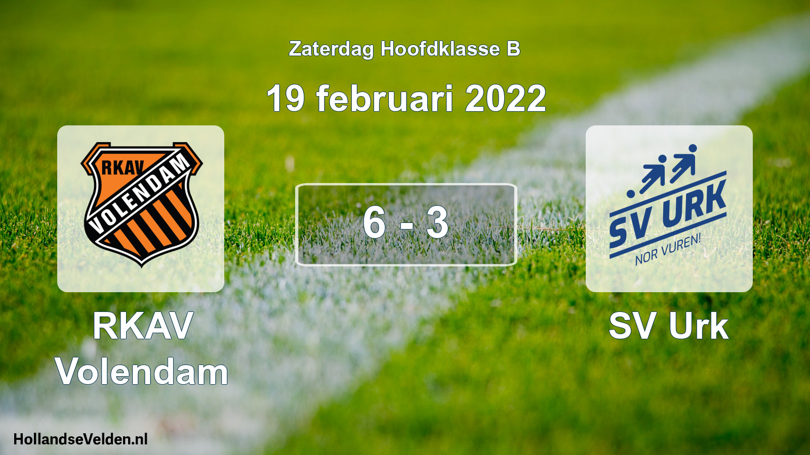 Total number of matches played: RKAV Volendam - SV Urk 6 - 3 (19 February 2022)