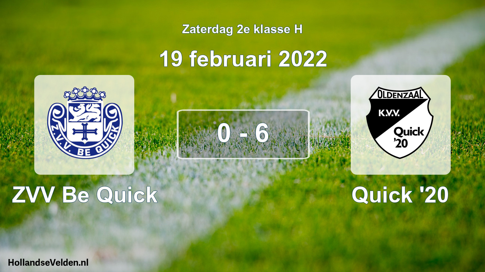 Total number of matches played: ZVV Be Quick - Quick '20 0 - 6 (19 February 2022)