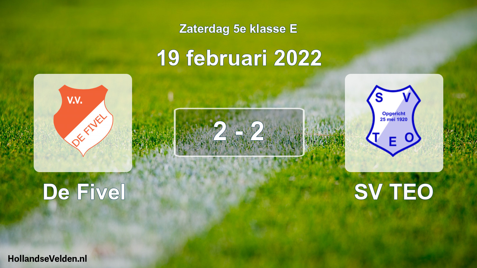 Total number of matches played: De Fivel - SV TEO 2 - 2 (19 February 2022)
