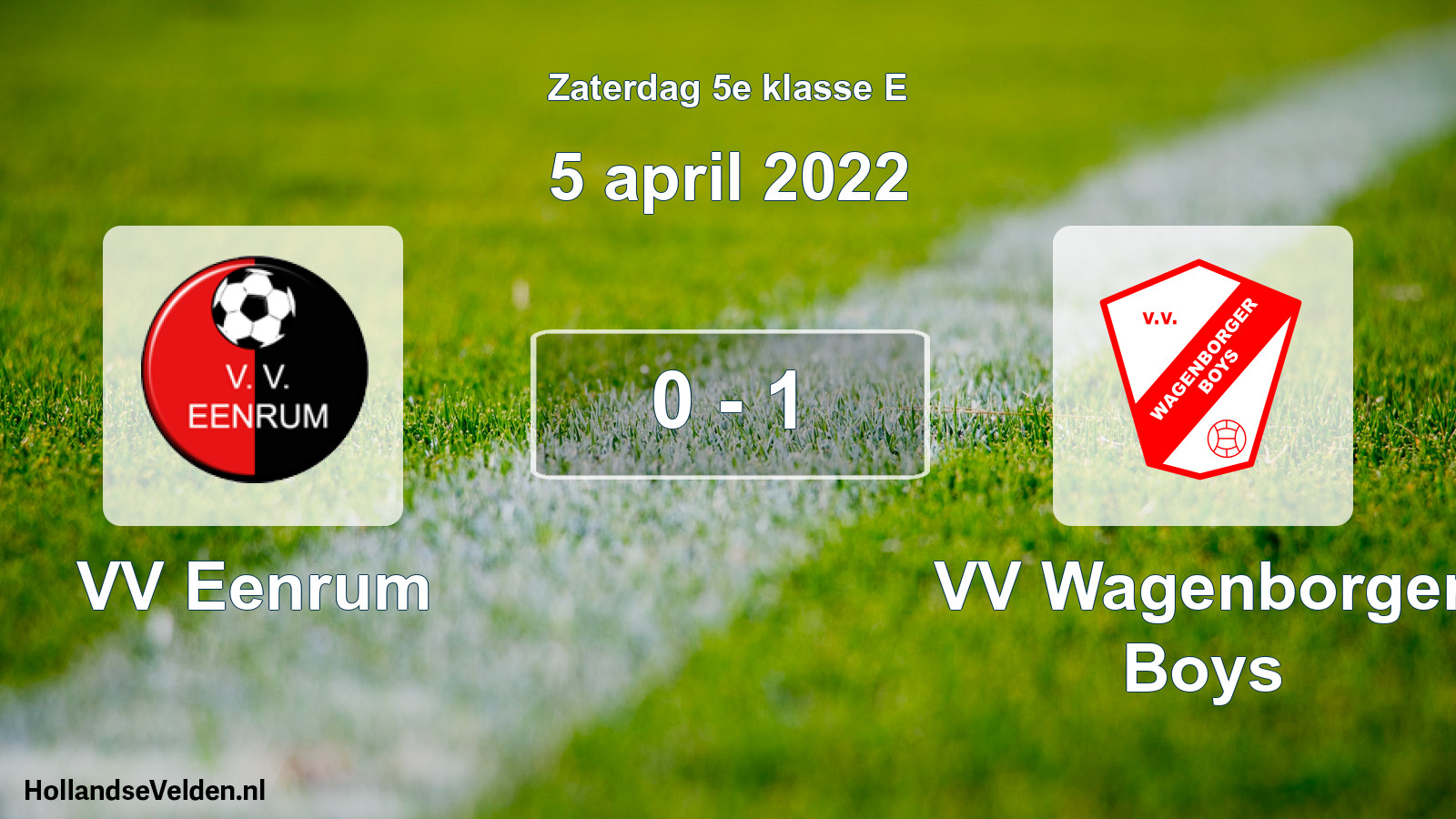Total number of matches played: VV Eenrum - VV Wagenborger Boys 0 - 1 (5 April 2022)