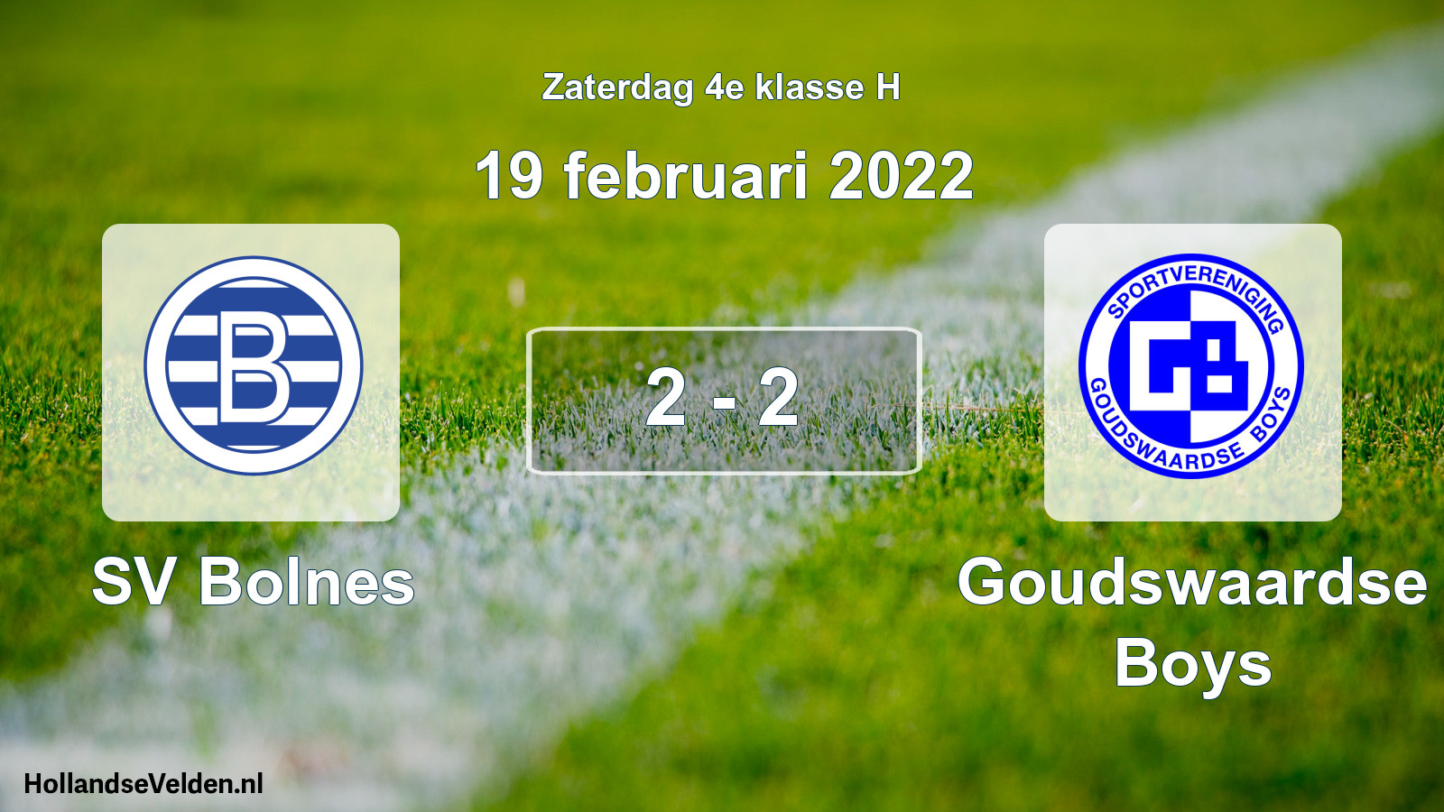 Total number of matches played: SV Bolnes - Goudswaardse Boys 2 - 2 (19 February 2022)