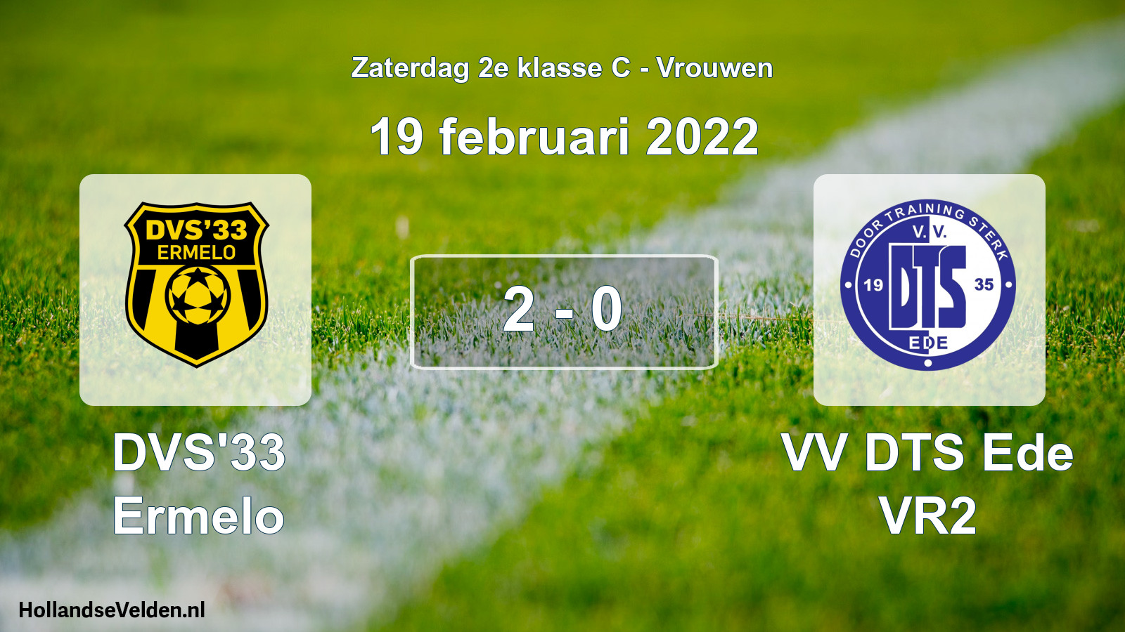 Total number of matches played: DVS'33 Ermelo - VV DTS Ede VR2 2 - 0 (19 February 2022)