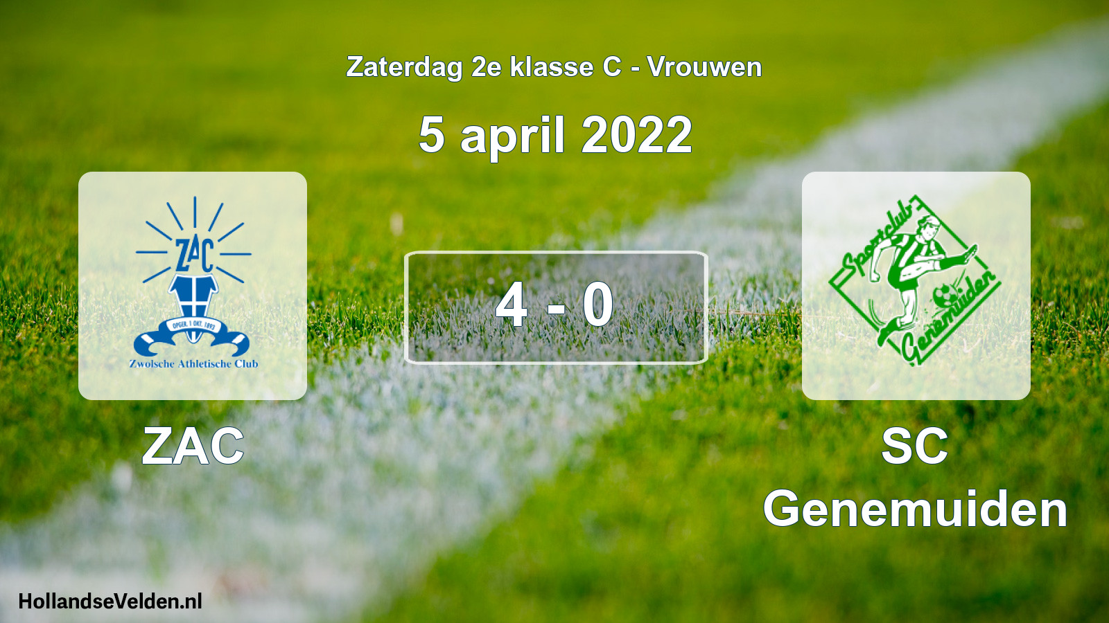 Total number of matches played: ZAC - SC Genemuiden 4 - 0 (5 April 2022)