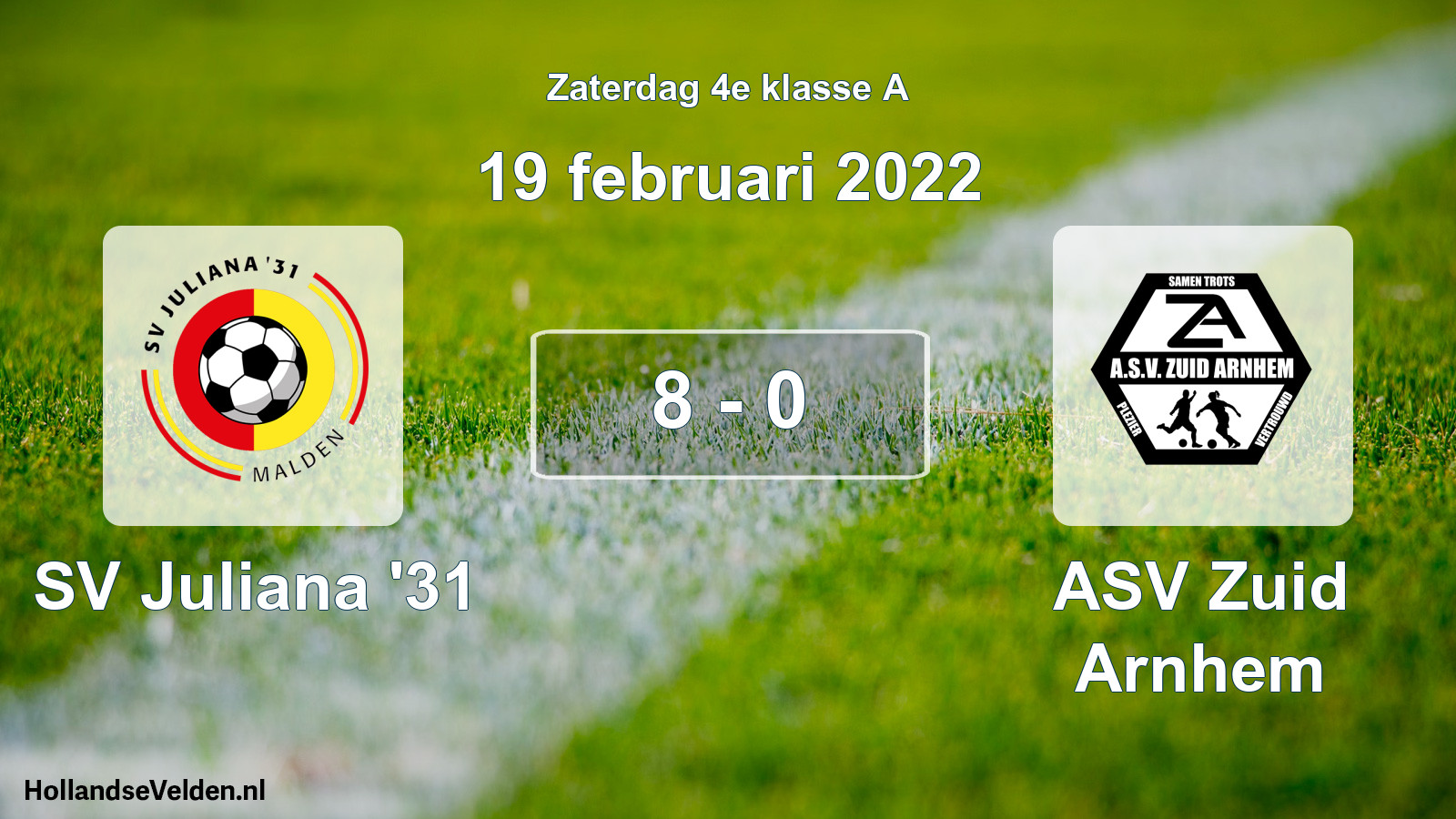 Total number of matches played: SV Juliana '31 - ASV Zuid Arnhem 8 - 0 (19 February 2022)
