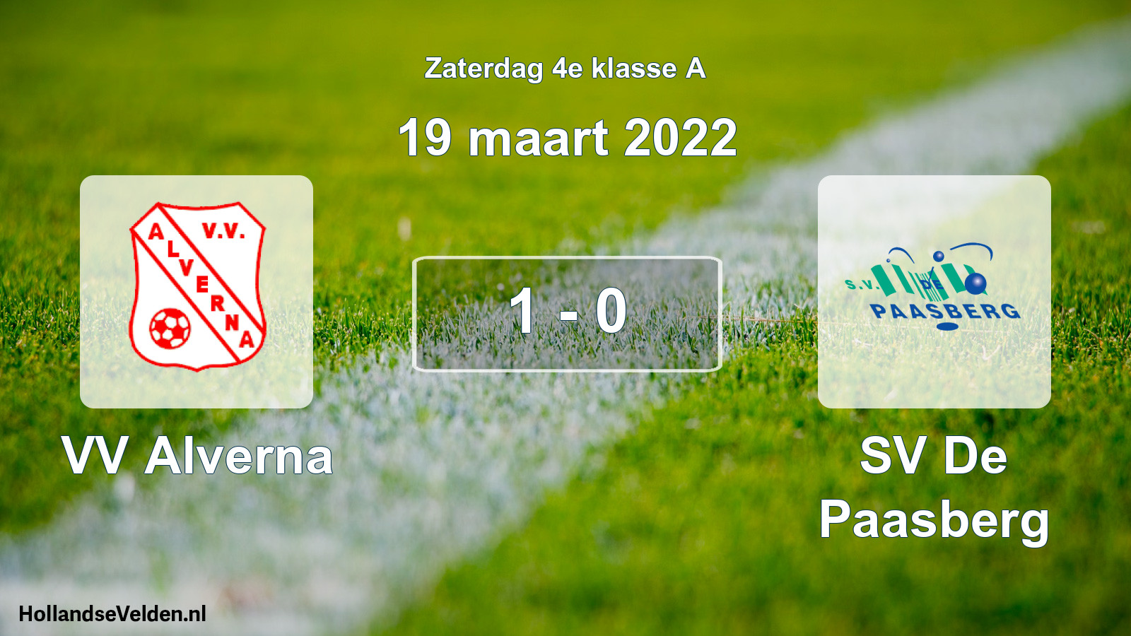 Total number of matches played: VV Alverna - SV De Paasberg 1 - 0 (19 March 2022)