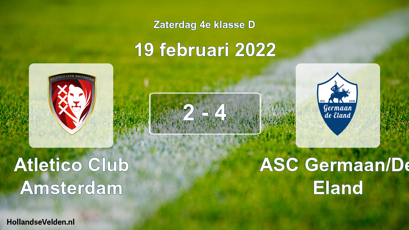 Total number of matches played: Atletico Club Amsterdam - ASC Germaan/De Eland 2 - 4 (19 February 2022)