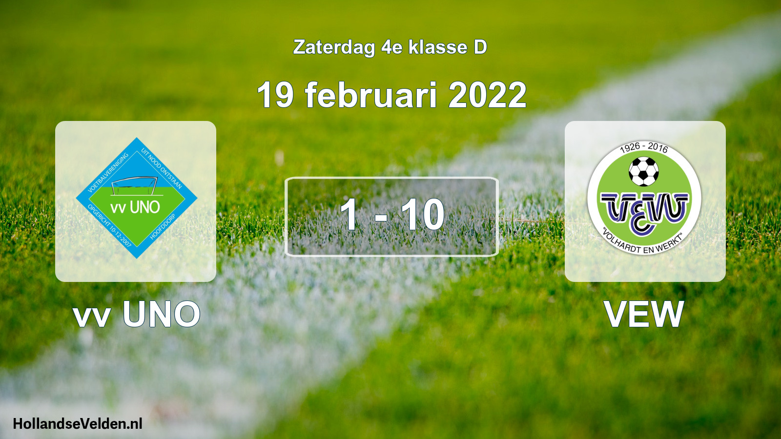 Total number of matches played: vv UNO - VEW 1 - 10 (19 February 2022)