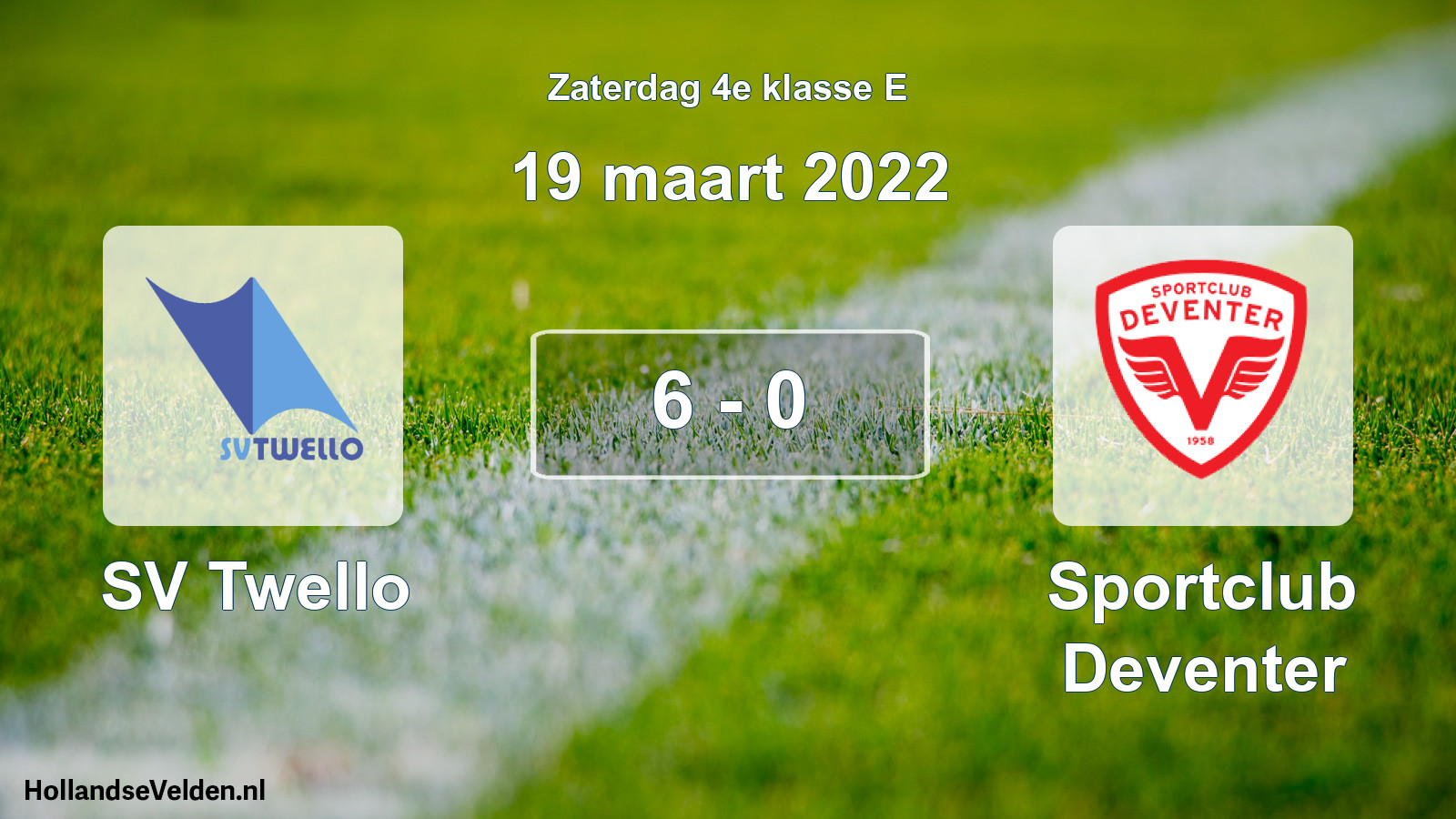 Total number of matches played: SV Twello - Sportclub Deventer 6 - 0 (19 March 2022)